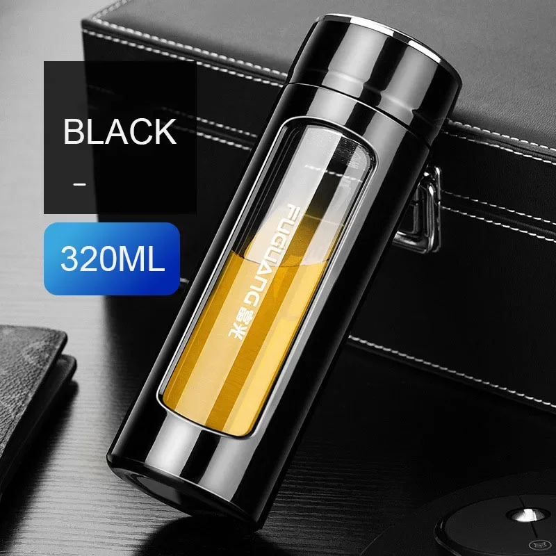 야외 여행용 휴대용 누출 방지 물병, 단백질 셰이커, 레몬 주스 유리 물병, 화상 방지 하드, 320ml 