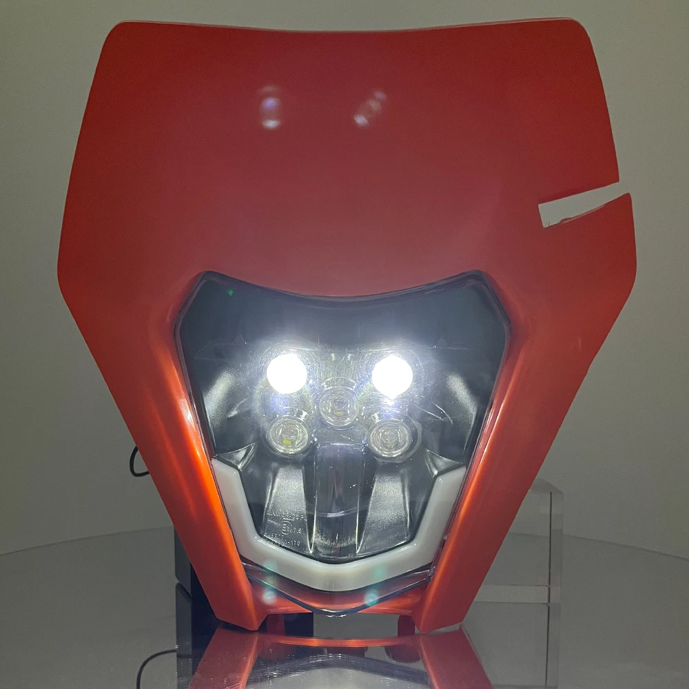 Motorcycle Headlight For KTM Headlight Plate Motorcycle LED EXC 300 XC SX 125 250 350 450 Round Wick Headlamp Dit Bike Supermotor Enduro Accessories