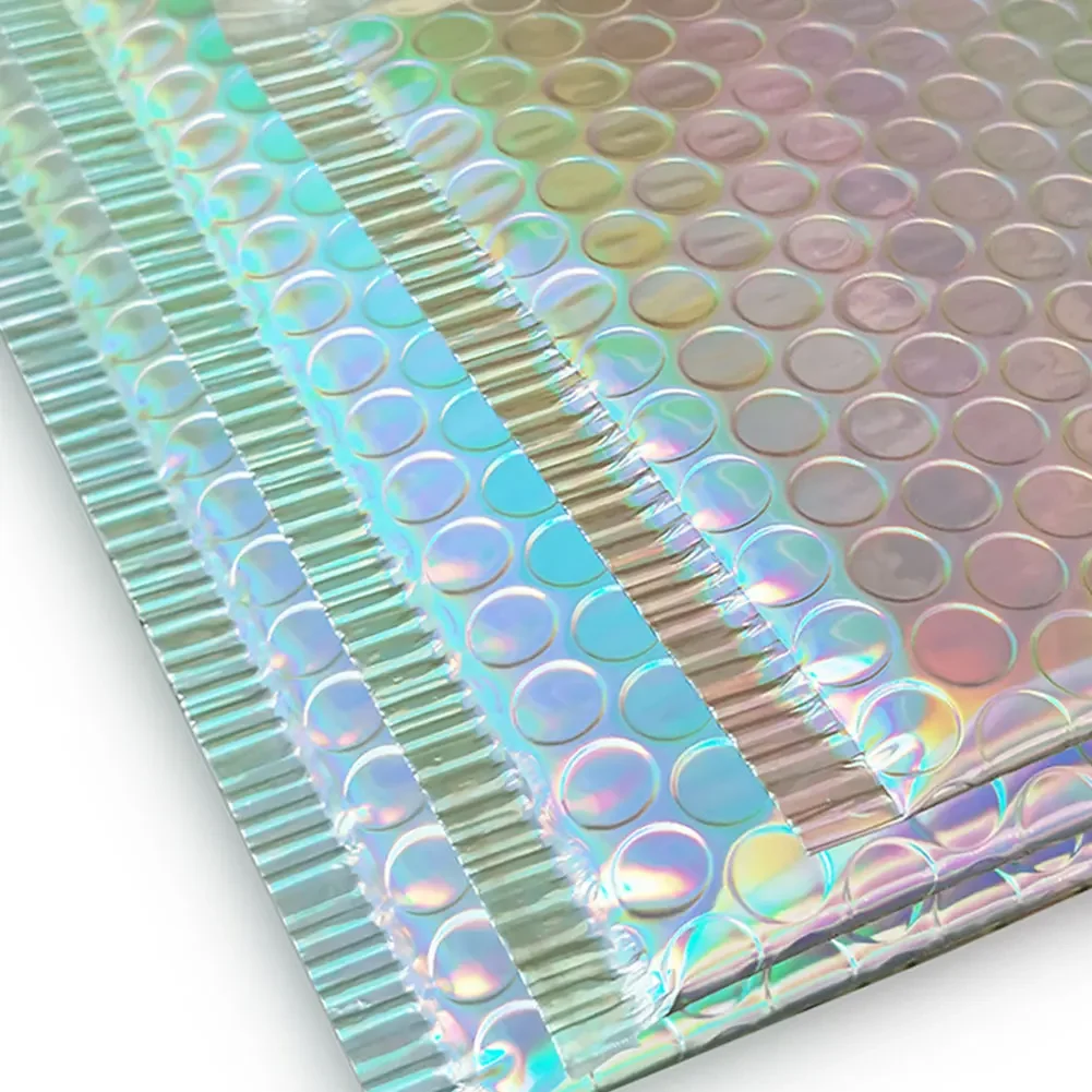 Self Seal Postal Gift Packaging Bags Bubble Mailers Aluminized Bags Laser Envelope Book Shipping Package Colorful 10Pcs/Lot