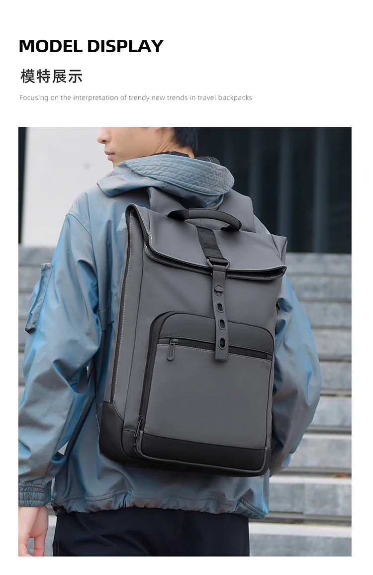 Leichter, trendiger und cooler Herren-Mode-Rucksack, 15,6-Zoll-Computertasche, Business-Casual-Rucksack mit drei Verwendungszwecken für Herren – Detail 18