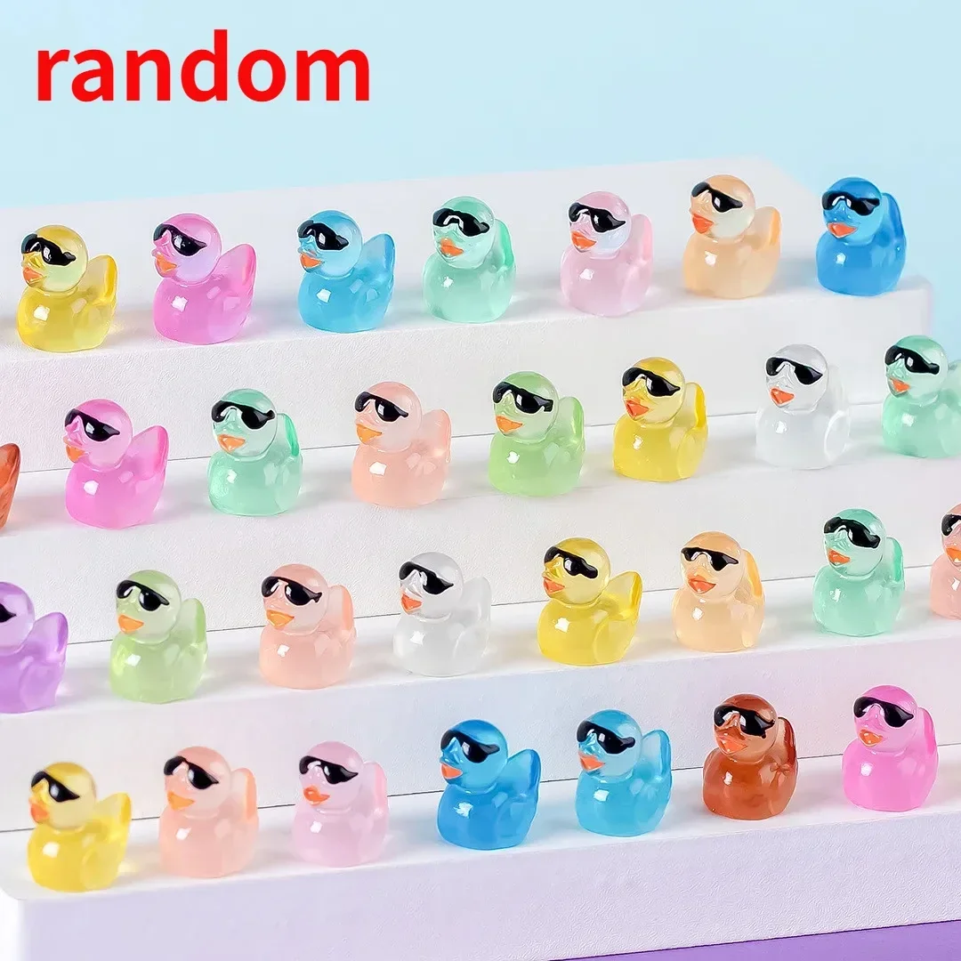24Pcs Glow The Dark Mini Duck Figurines DIY Resin Craft Tiny