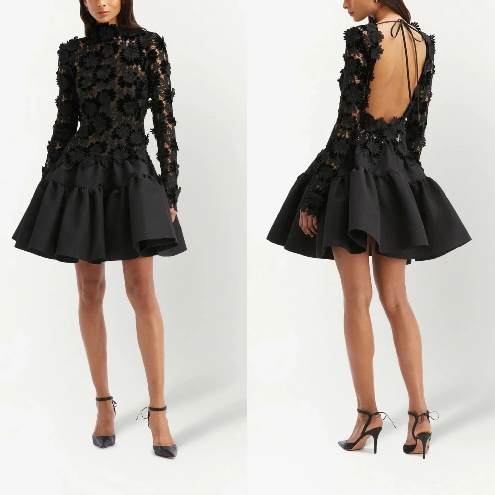 Customized High Quality Satin Applique Engagement A-line Collar Bespoke Occasion Gown Knee Length Dresses S12e4070b3492495584a57f7cf626aa3fF