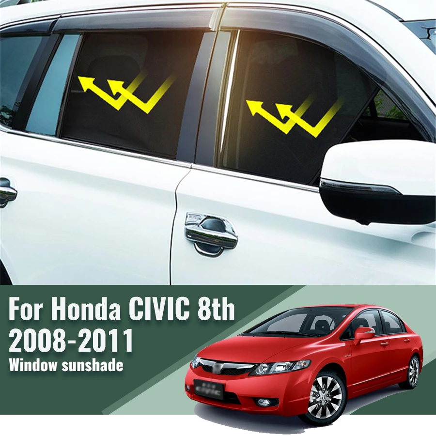 

For Honda CIVIC VIII Sedan 2006-2011 Car Sunshade Magnetic Front Windshield Frame Curtain Rear Side Window Sun Shades Visor