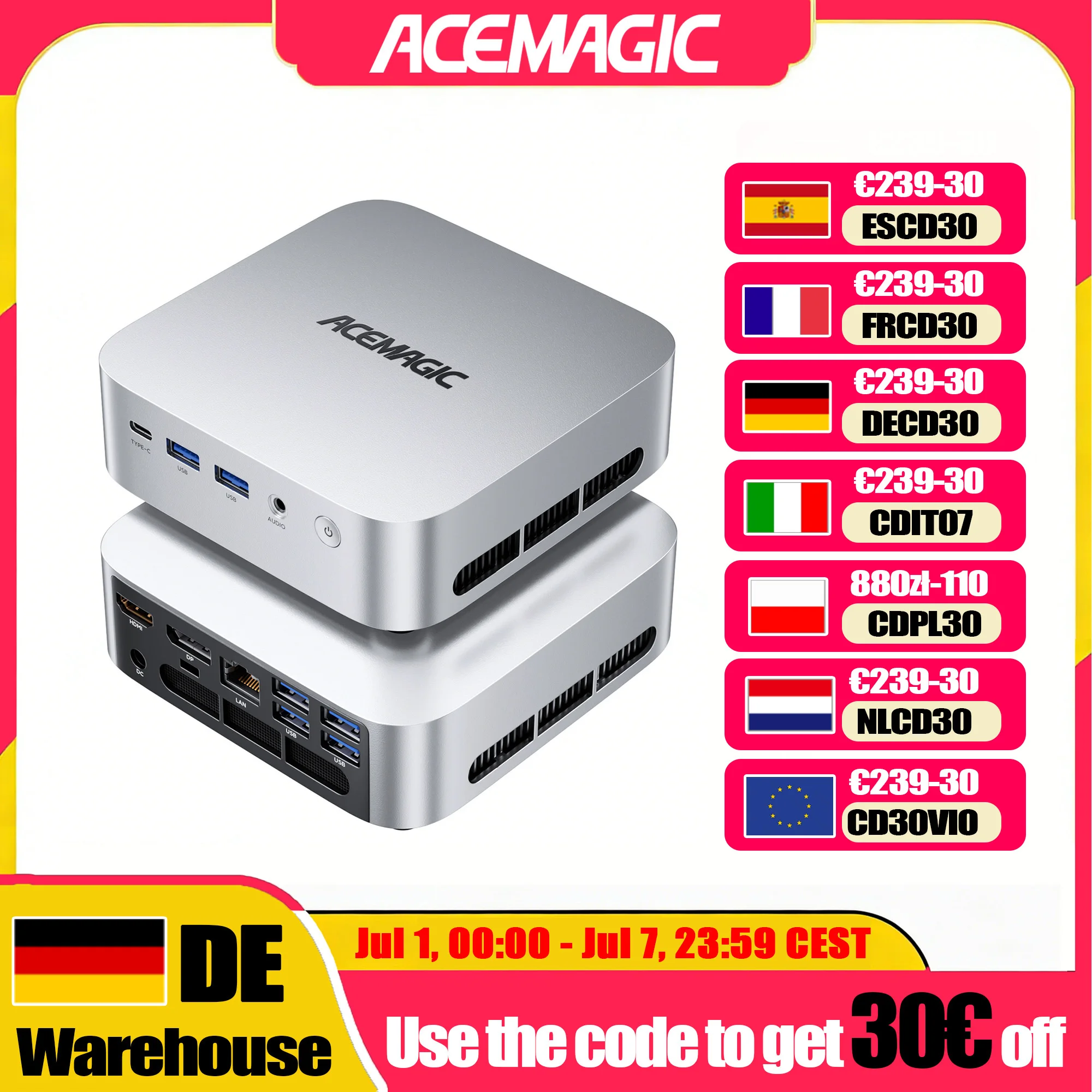 ACEMAGIC K1 Mini PC AMD Ryzen Embedded R2544 Processor 16GB DDR4 512GB M.2 2280 SSD Wifi5 BT4.2 UP TO 4TB Mini PC Windows 11