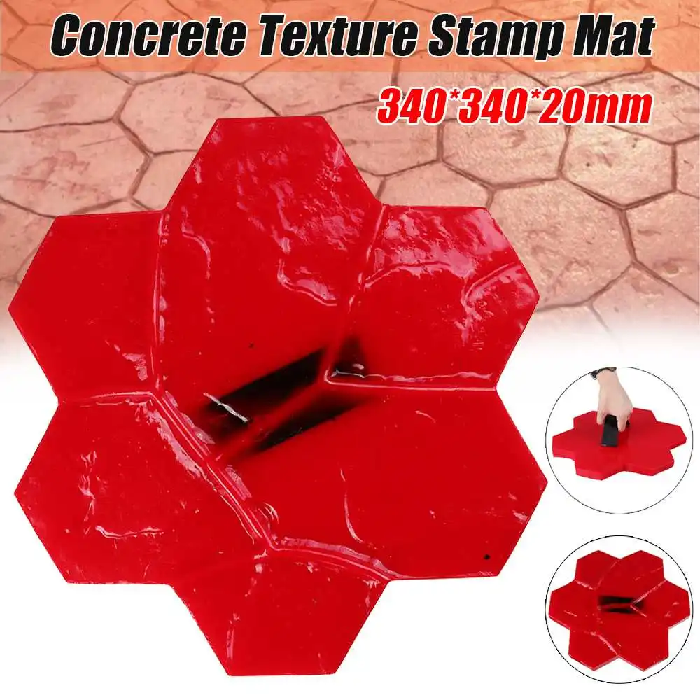 Hexagonal/Rectangle Slate Seamless Texture Polyurethane Stone Stamp Mat Concrete Cement Wall Mat DIY Paving Mold For Home/Garden