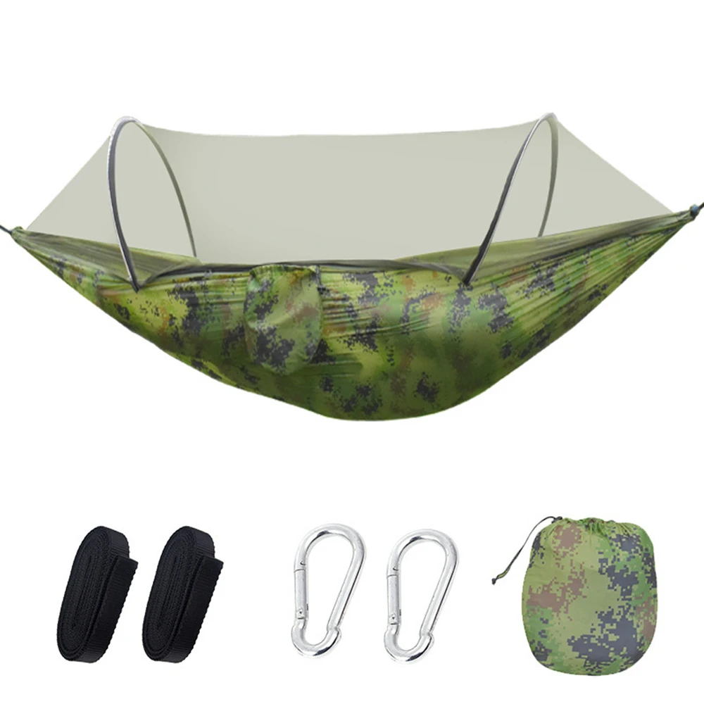 Cozy Two-Person Outdoor Hammock with Mosquito Net - Durable and Portable Parachute Fabric Swing for Camping and Garden Relaxation