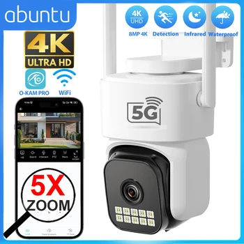 8MP 4K PTZ Wifi Camera 5X Digital Zoom Outdoor Surveillance Camera Human Detection Night Vision 5G Security Camera O-KAM PRO APP 1