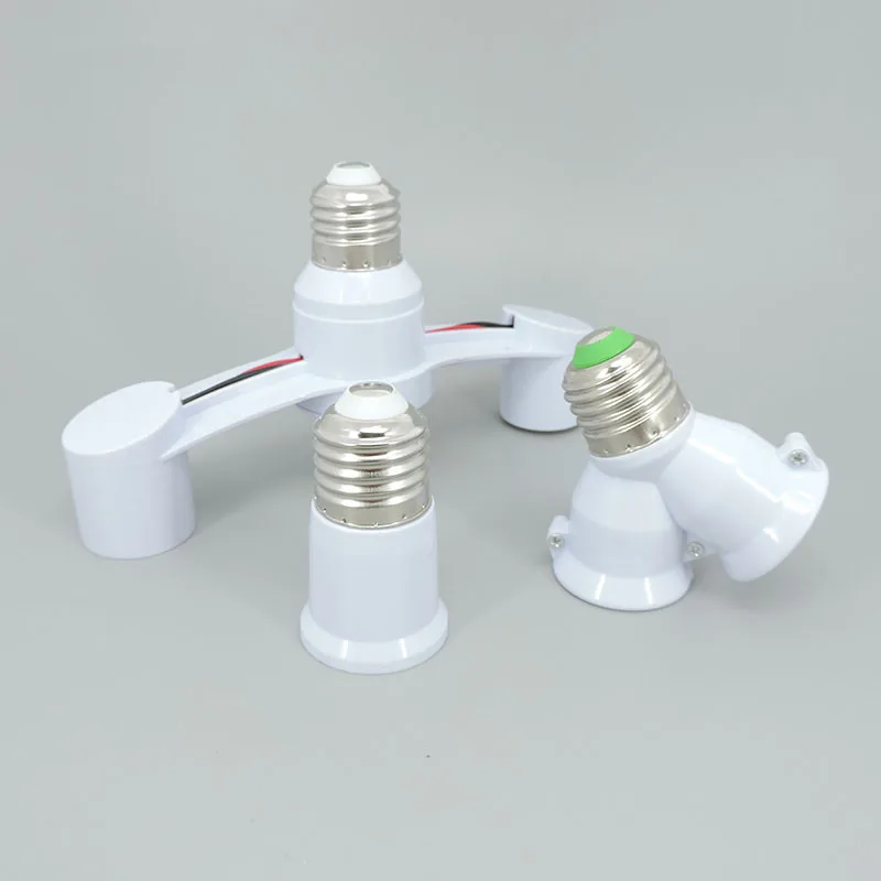 AC E27 to 2 E27 2 In 1 head Extended LED light Bulbs Lamp base power Holder power Socket Splitter Adapter For home Photo Studio