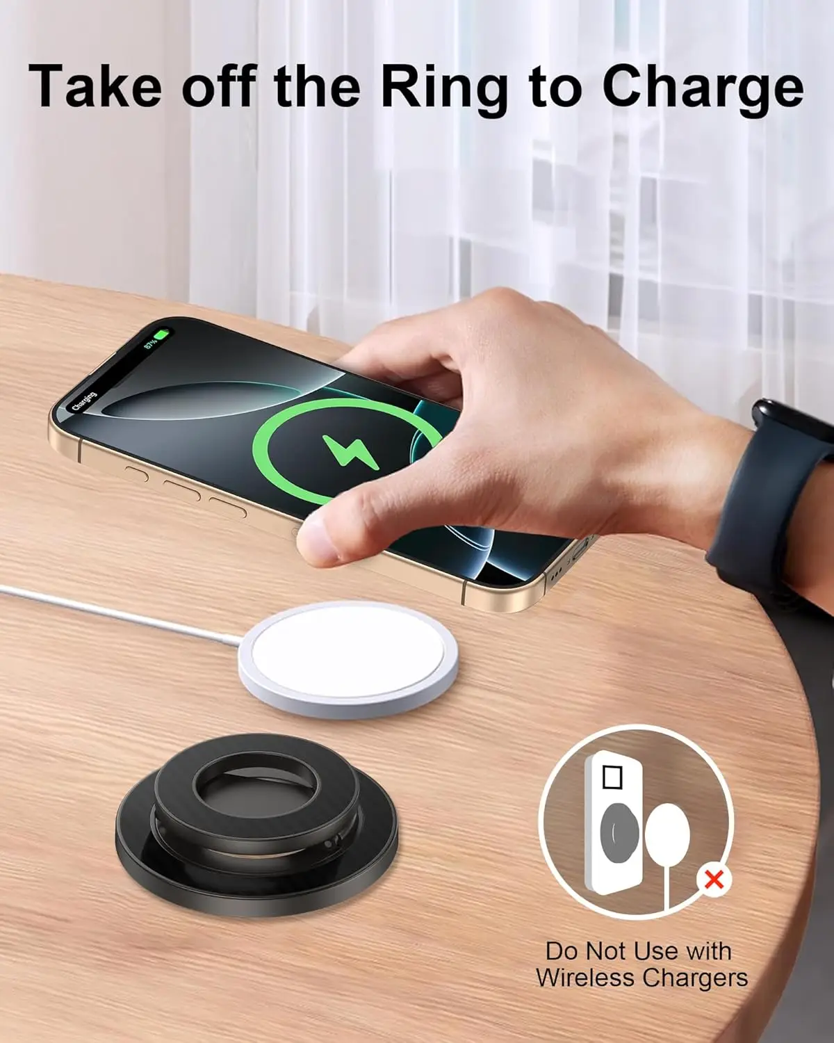 Universal Double Magnetic Phone Holder and Stand with Grip Rings