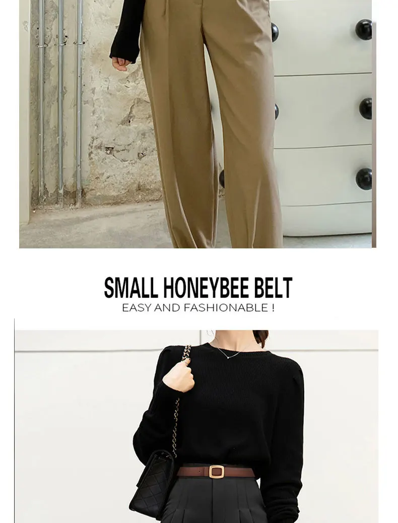 Ladies leather belt with high-end simple decoration; new trend genuine leather versatile black jeans belt. Sale Bangladesh