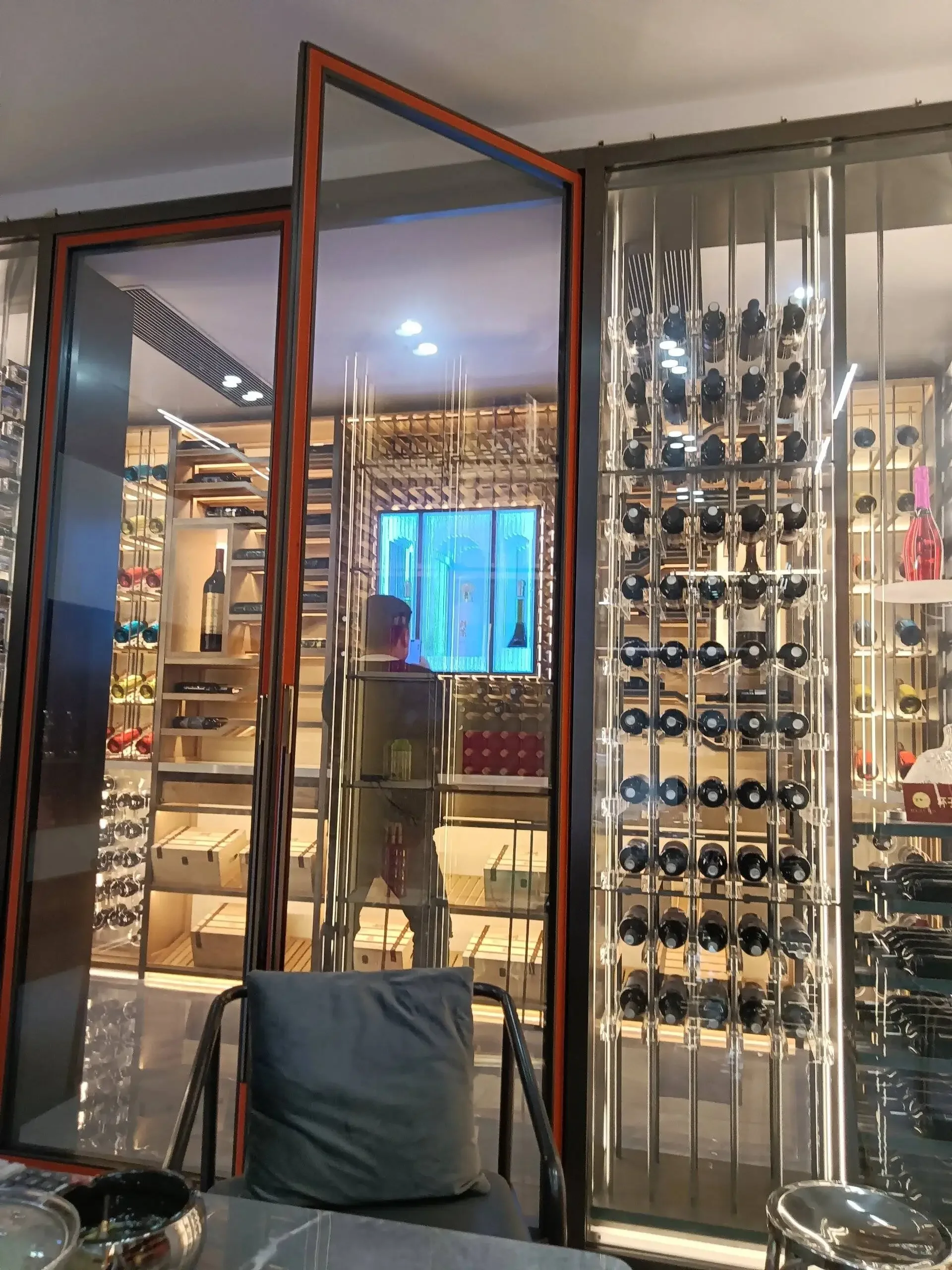 double glass door wine cabinet stainless steel wine storage display bar cabinet cellar