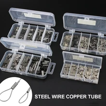 250-500Pcs/Box Single Double Barrel Crimping Sleeves Fishing Line Wire Leader Round Copper Tube Connectors Fishing Accessories