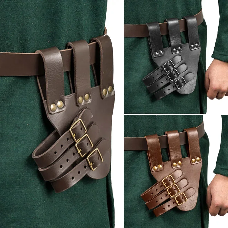 Vintage Leather Sword Set Medieval Viking Sword Belt Sheath Adjustable Scabbard Holder Warrior Knight Cosplay Accessory Halloween Costume Prop Sword Holder Sheath