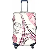 Eiffel Paris Tower With Pink Flowers Suitcase Cover Travel Luggage Protector Cover Fits 18-32 Inch Suitcase 2