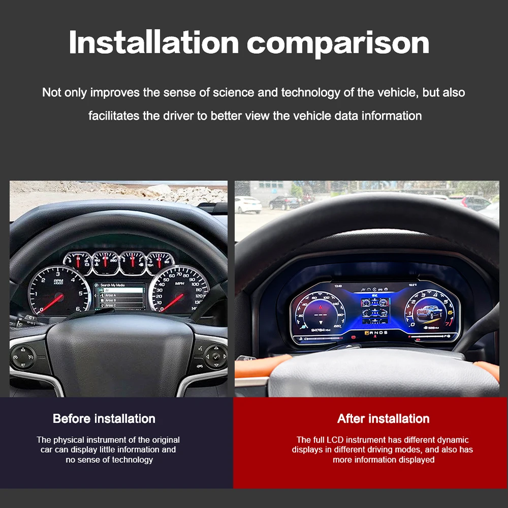 12.3 Inch Linux System Upgrade Dashboard Speed Instrument Digital Cluster For Chevrolet Silverado 2013- GMC-SIERRA 2014-