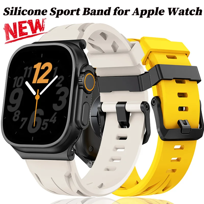 Cinturino Sportivo in Silicone per Iwatch Serie 11 10 9 8 7 6Se, Elegante e Traspirante per Apple Watch Ultra 3 2 1 49 46 45mm 44 42mm