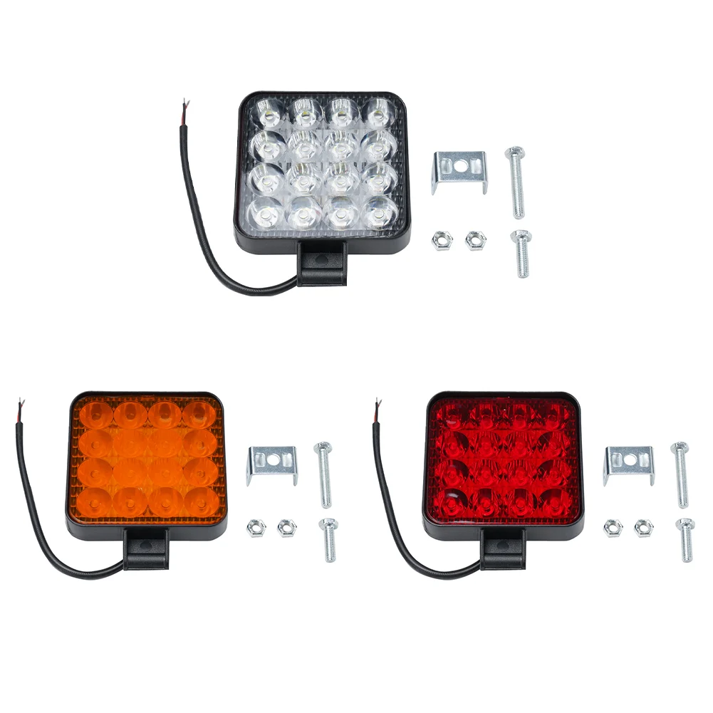 Faro LED Quadrato per Auto, 16 Luci 48W 12V, per Veicoli Fuoristrada e Carrelli Elevatori, Luce di Retromarcia, Luci Diurne Automatiche in ABS, Accessori - Image 2