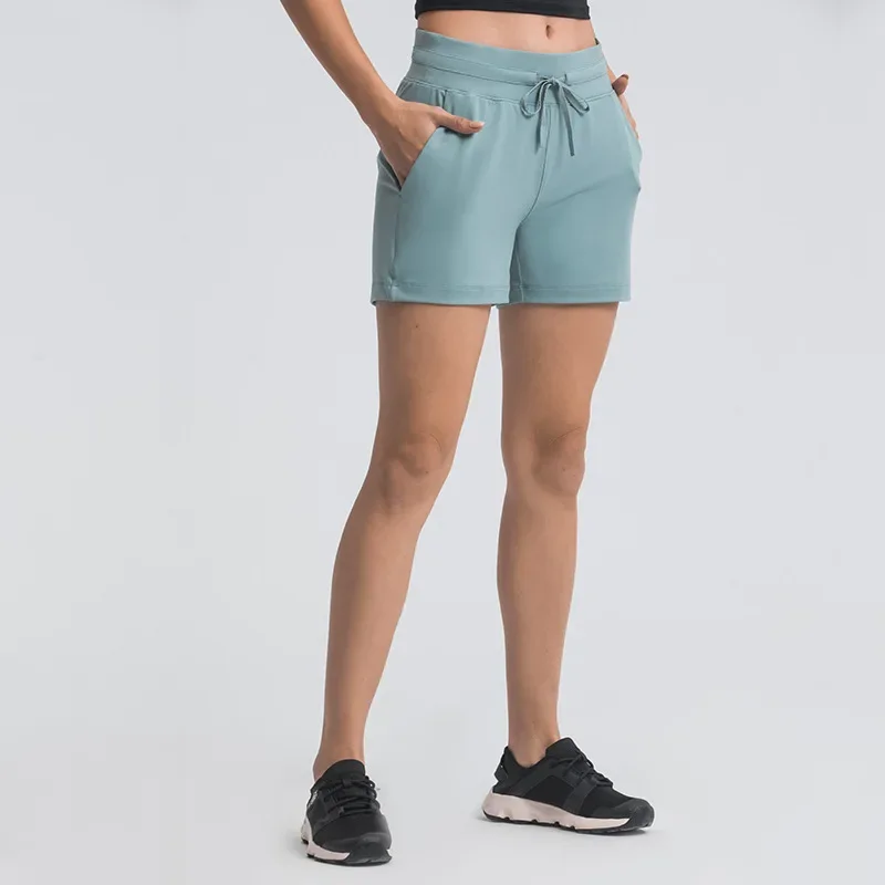 

Women Soft Loose Sports Shorts High Waist Running Pants With Pockets Yoga Gym Trousers Summer Fitness Sportswear Workout Clothes