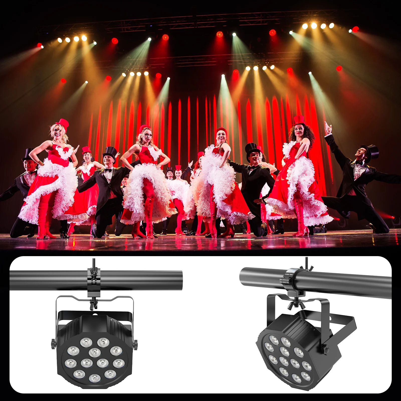 Truss Clamps 8Pcs Black Heavy Duty Stage Lighting Hooks for Hanging DJ Lighting Par Lights Spot Lights