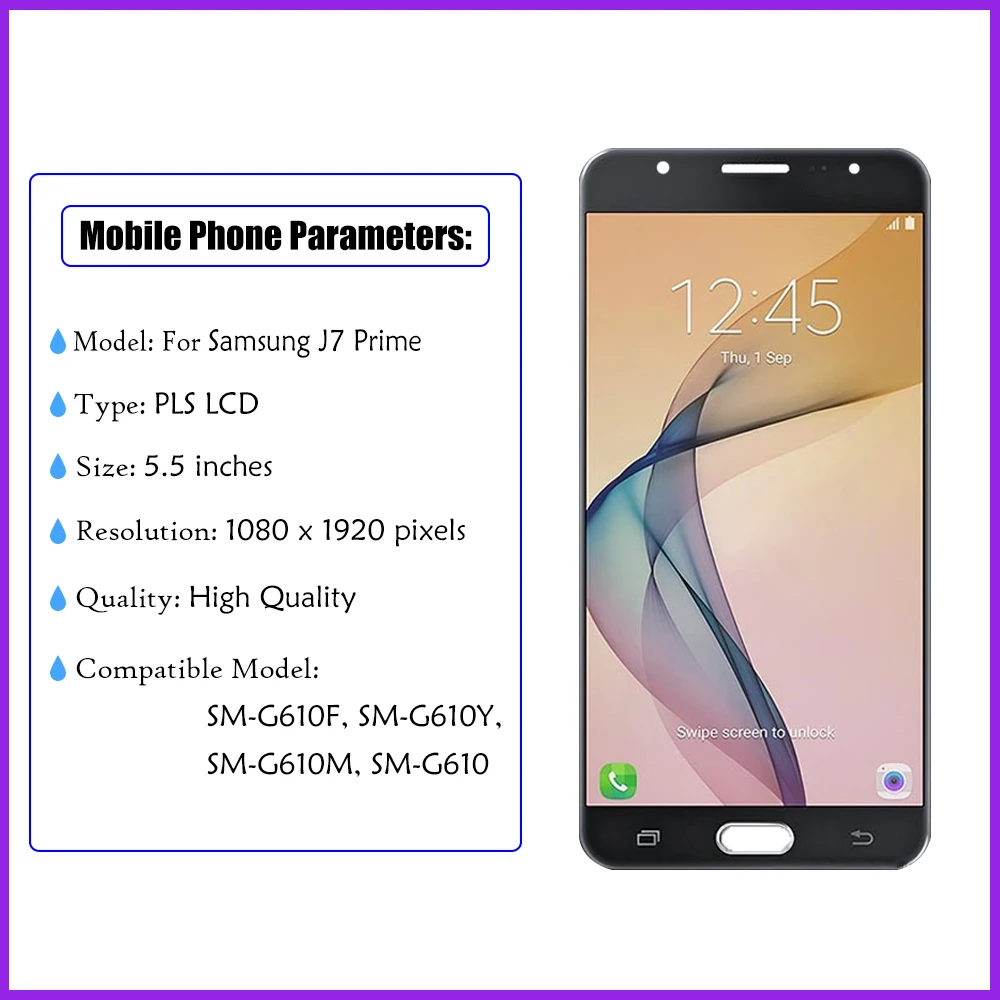 High Quality LCD For SAMSUNG J7 Prime G610 LCD Display Touch