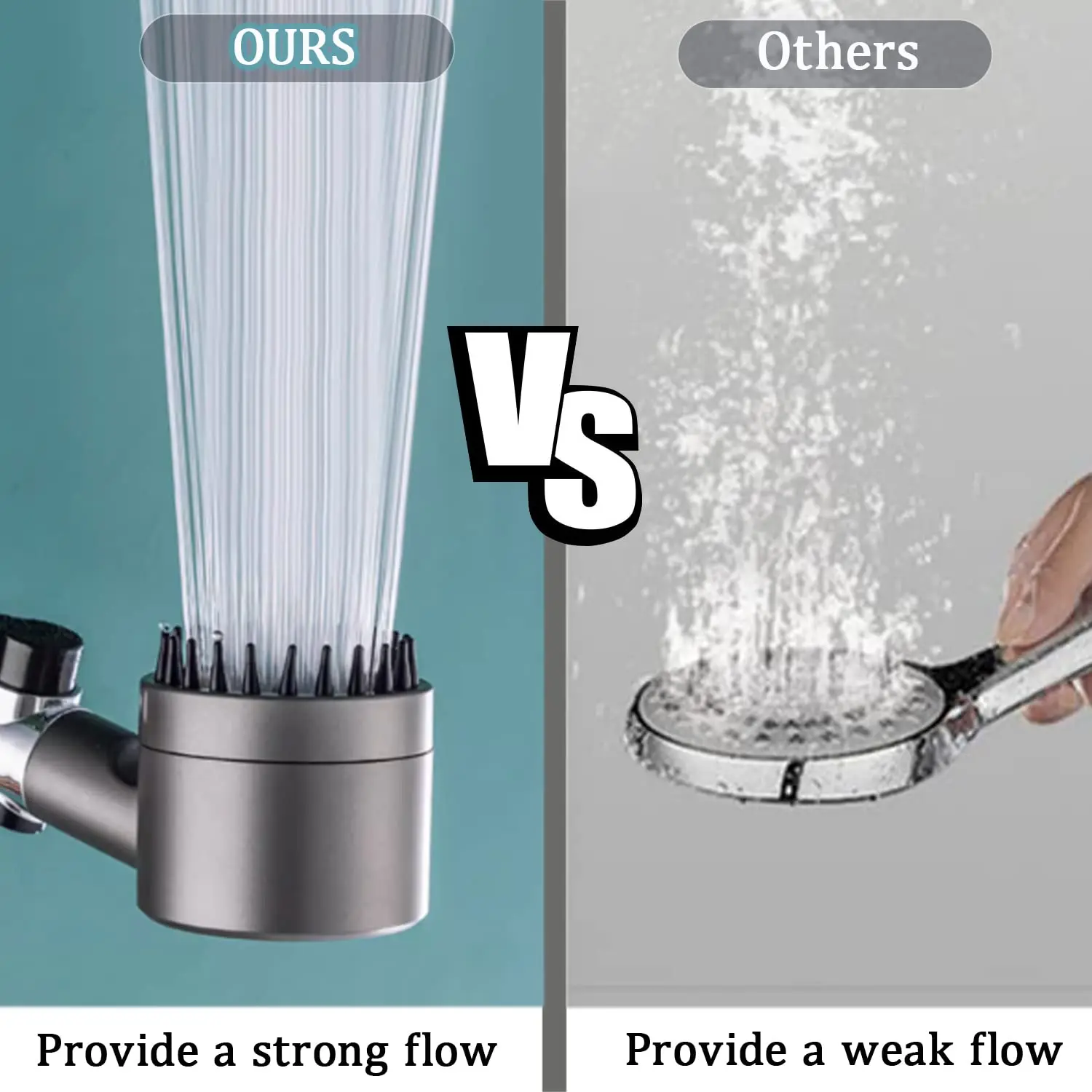 High Pressure Shower Head 3 Modes Adjustable Water Saving One-key Stop Water Massage Nozzel Bathroom Accessories shower head,shower nozzle