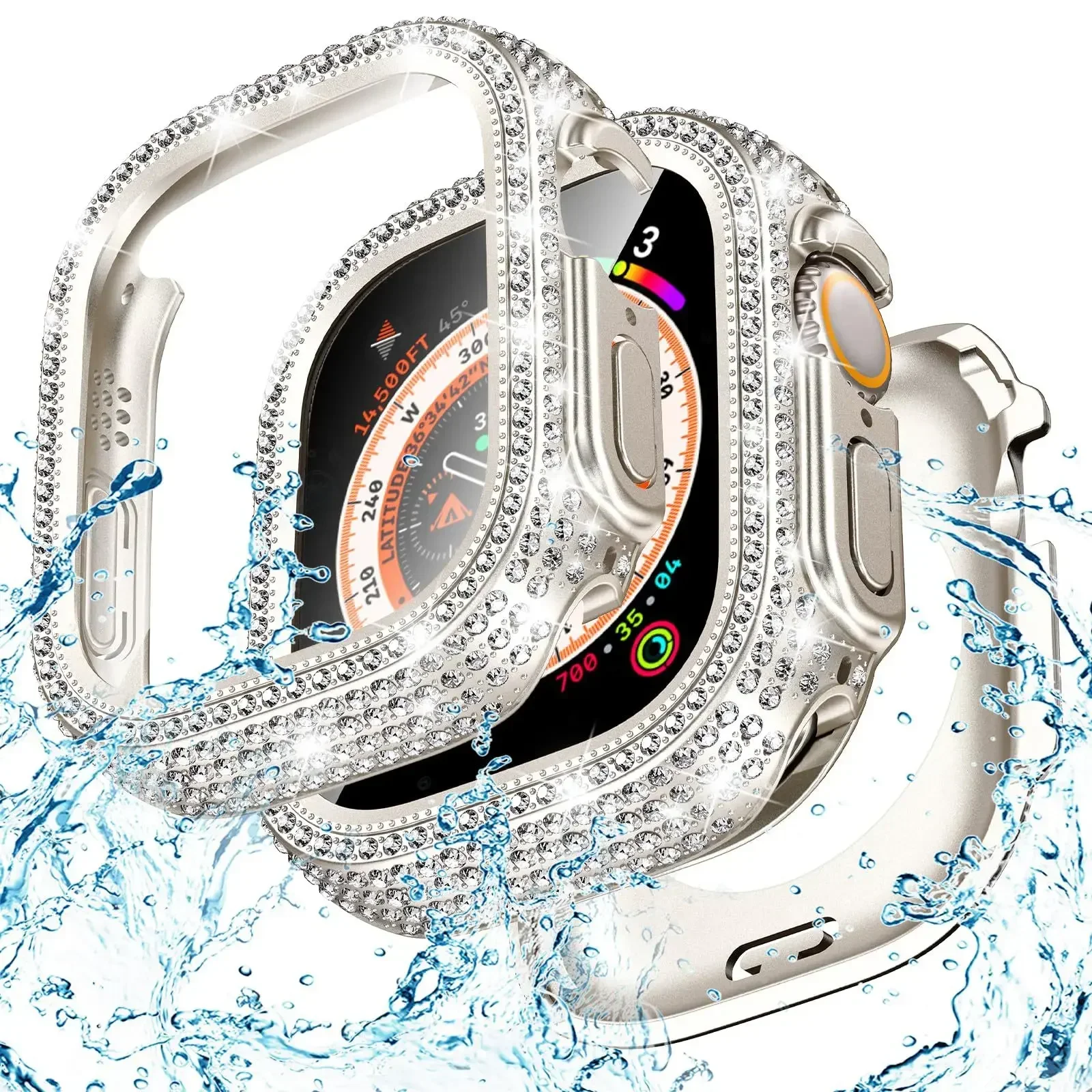Elegant Diamond Bling Apple Watch Bumper with Screen Protector