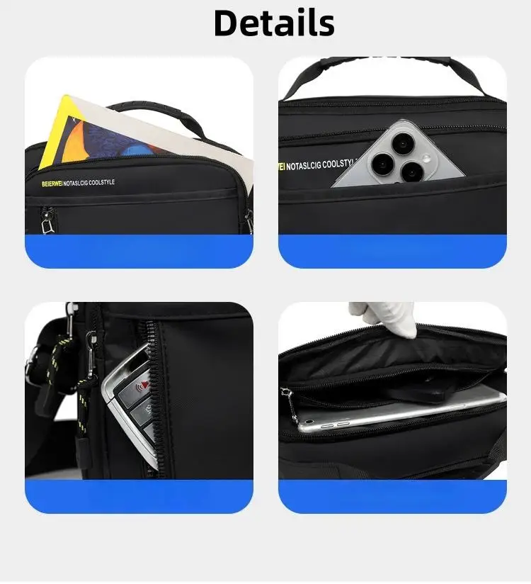 Fashion Men Crossbody Bag Single Shoulder Bags Big Capacity Storage Bag Multi-Pockets Business Crossbody Bags for Work Traveling - 6
