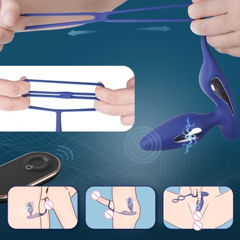 Butt Plug Electric Shock Masturbator for Men Multi Speed Vibrator Anal Sex Toy with Remote Control Cock Rings for Couple 3