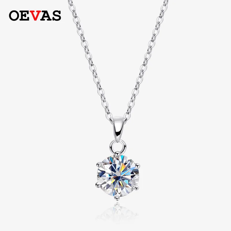 Pendant necklace moissanite necklace OEVAS Real 1 Carat D Color Moissanite Bridal Pendant Necklace 925 Sterling Silver Wedding Party Fine Jewelry Gift