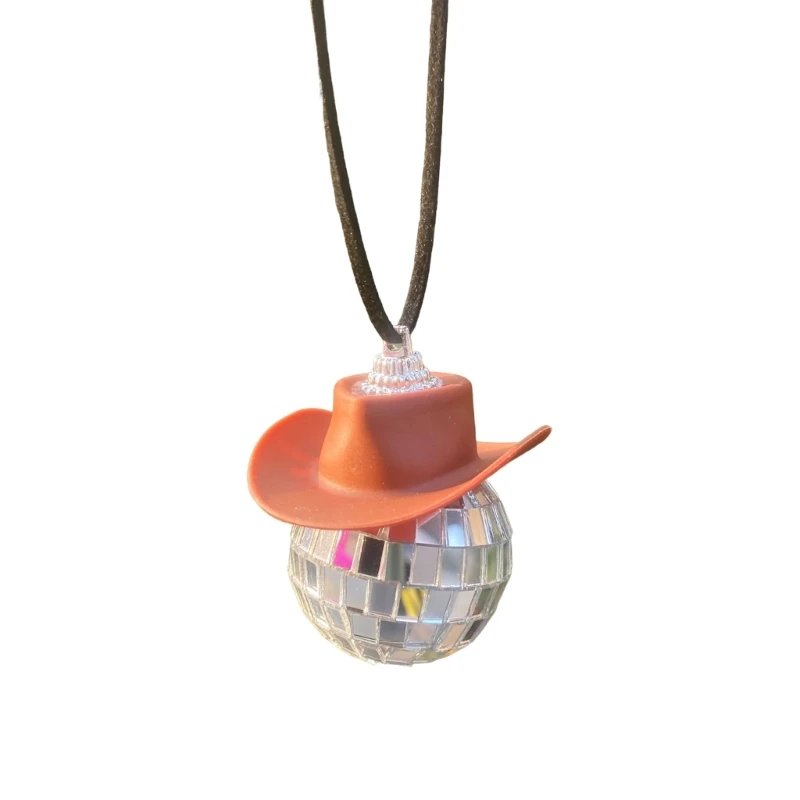 pink cowgirl cowboy hat car charm rear view mirror hanging disco ball bling  keychain western - Aliexpress