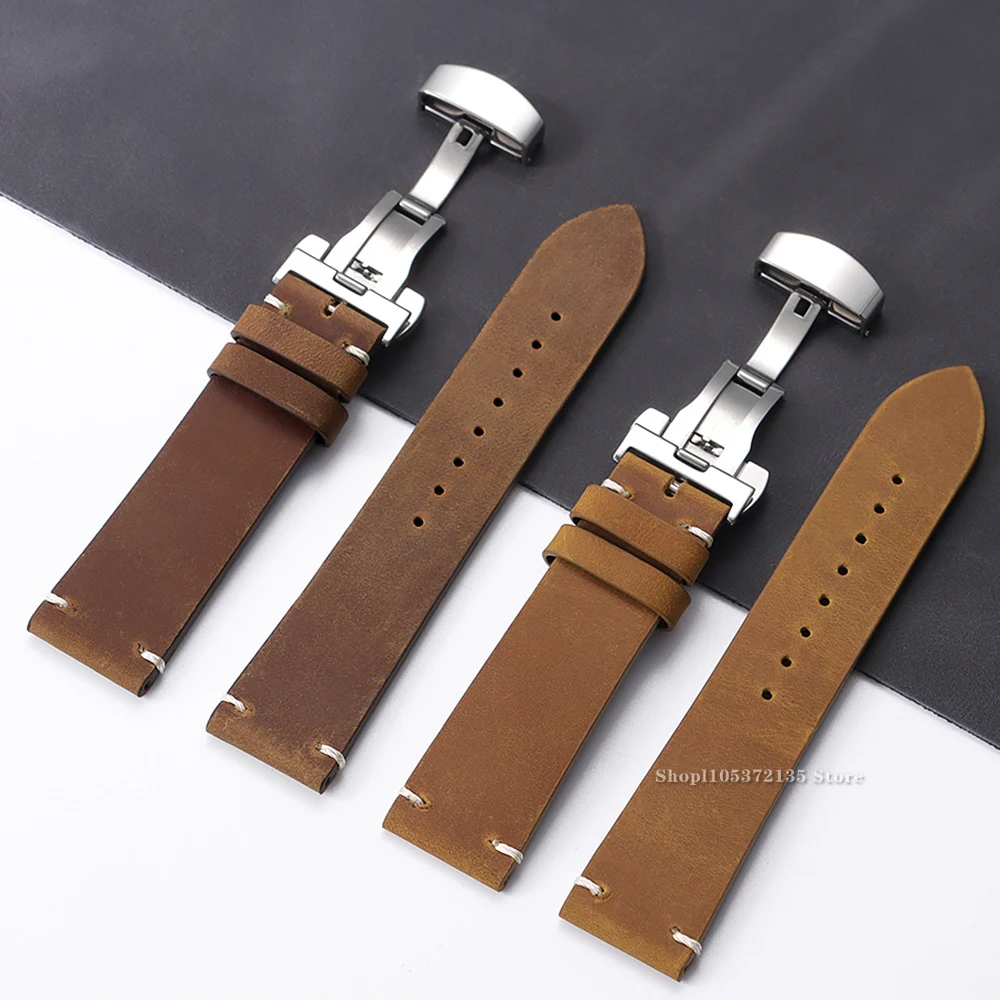 Premium Cowhide Leather Watch Strap - Universal Smartwatch Wristband