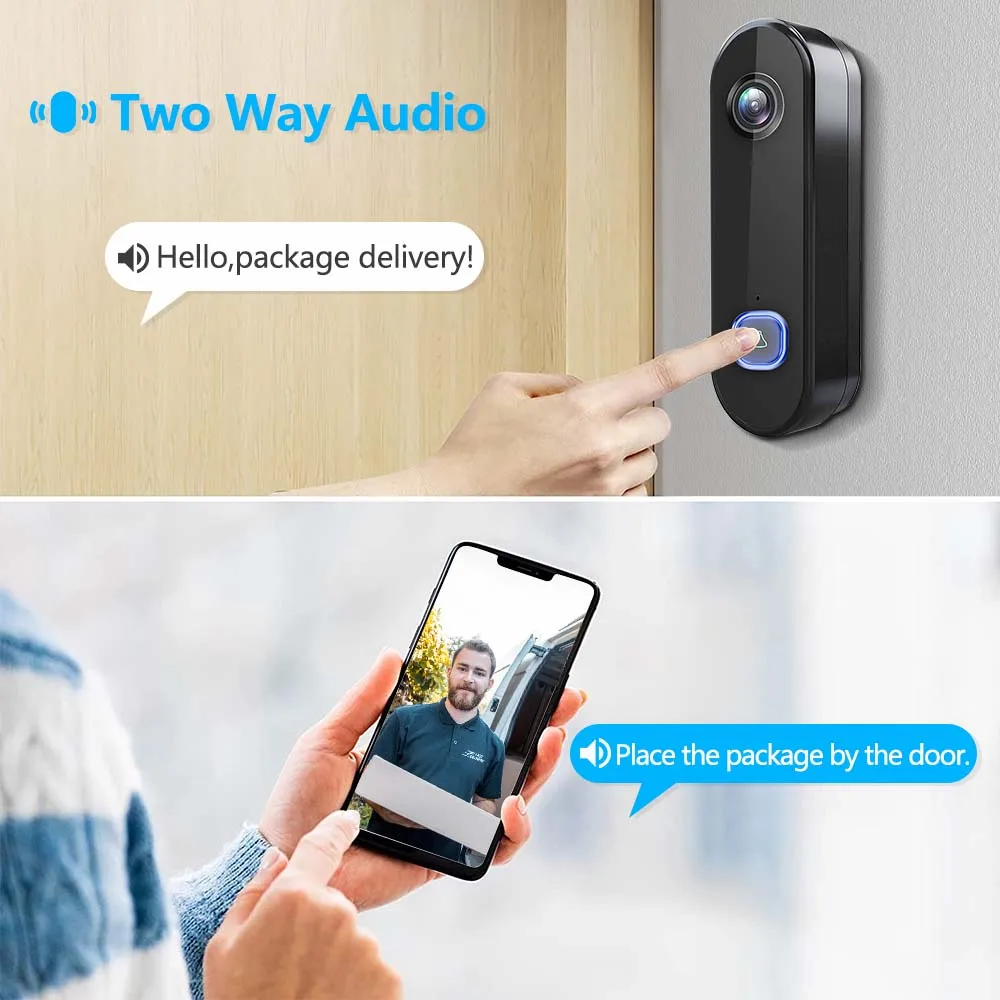 Wifi Deurbel Camera Voor Binnen En Buiten Met Hoge Resolutie Nachtzicht En Tweeweg Audio