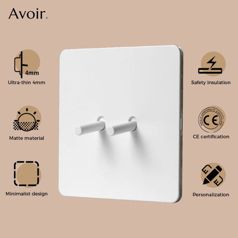 Avoir Wall Switches For Houses Push Button Switch Light White Stainless Steel Panel Electrical Sockets And Switches USB Charge - 2