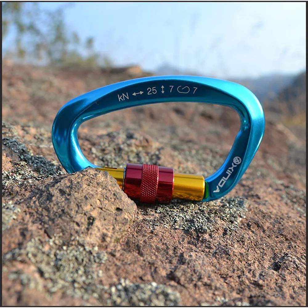 25KN Climbing Carabiner Climbing Buckle D Shaped Mountaineering Rock Climbing Safety Lock