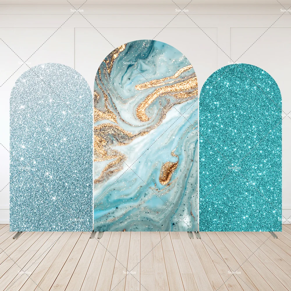 

Glitter Green Marble Texture Arch Backdrop for Baby Shower Decorations Wedding Party Arched Wall Banner Photography Background