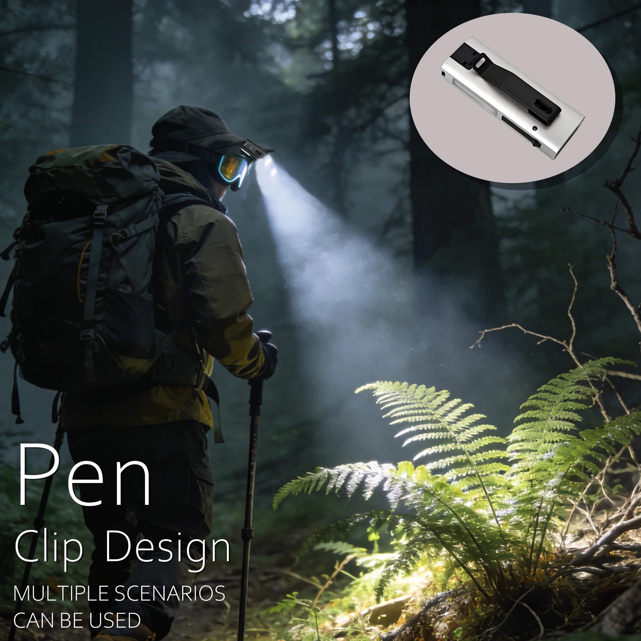 مصباح يدوي محمول K3 بإضاءة LED وRGB مع أداة إشعال للطوارئ