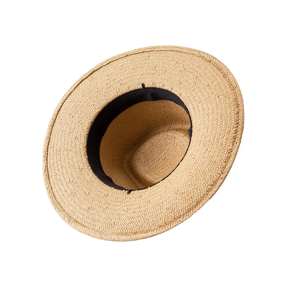Modische Stroh Top Fedora Hut Sommer Strand Panama Kappe Jazz Hüte für Frauen Männer Sonnenschutz Outdoor Reise Casual Hüte – Detail 11