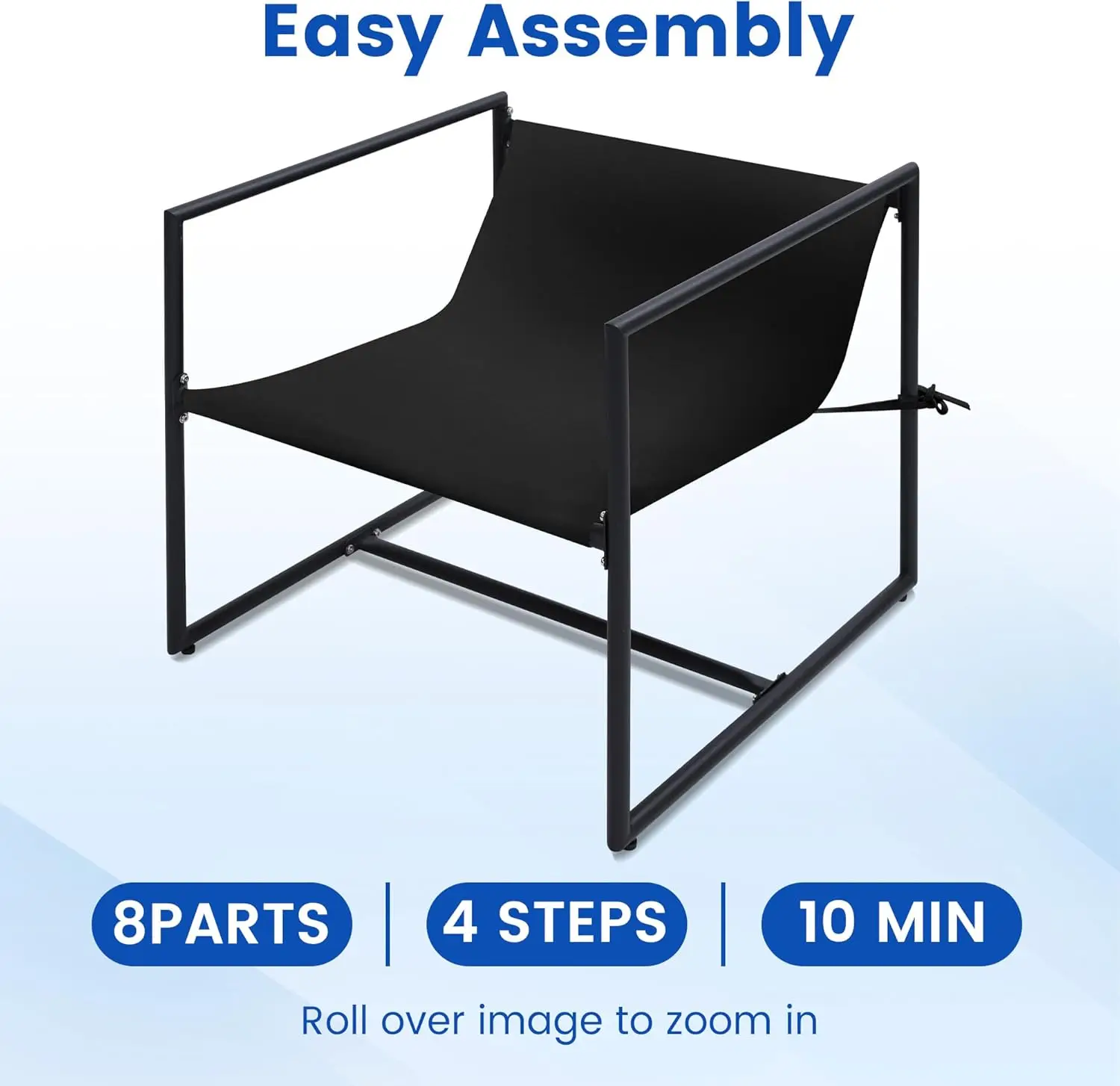 2,Cozy Living Room Chairs, Square Metal Frame, Upholstered Soft Cushion, Sponge, 27.6" x27.6“x32.3, Easy Assembly, Black