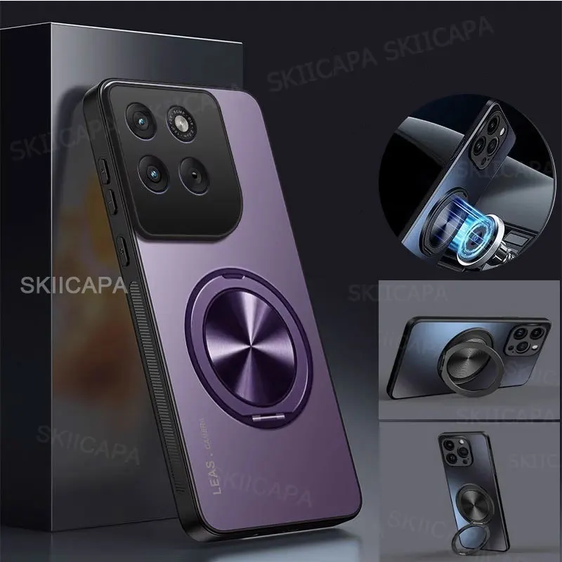 Frosted Magnetic Ring Stand Holder Case with Air Matte Bumper and Camera Protection