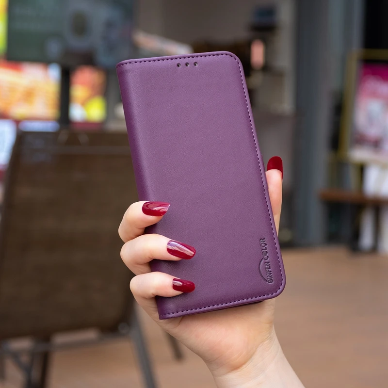 Business Leather Wallet Case with Magnetic Buckle Flip Cover