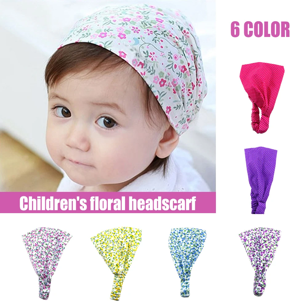 1PC Baby Floral Polka Dot Print Turban Comfortable Headscarf Elastic Cute Headband Toddler Kids Multicolor Hair Accessories