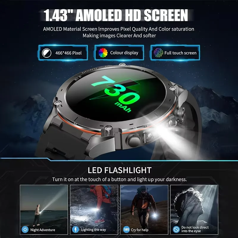 New T-Rex 3 Ultra GPS Outdoor Sport Smartwatch Men AMOLED Display Altimeter 730mAh Bluetooth Call 10ATM Waterproof Smart Watch