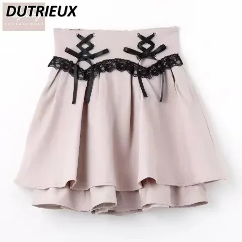 

Japanese-Style Mine Sweet Mass-Production Drawstring Lace A- Line Mini Skirt Women Lolita Sweet Lace-up Bow Black Skirts Faldas
