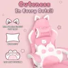 Pink Gaming Chair Cute with Cat Ears and Cat Paw Lumbar Cushion, Ergonomic Computer Chair for Girl with Footrest and Headrest, 3