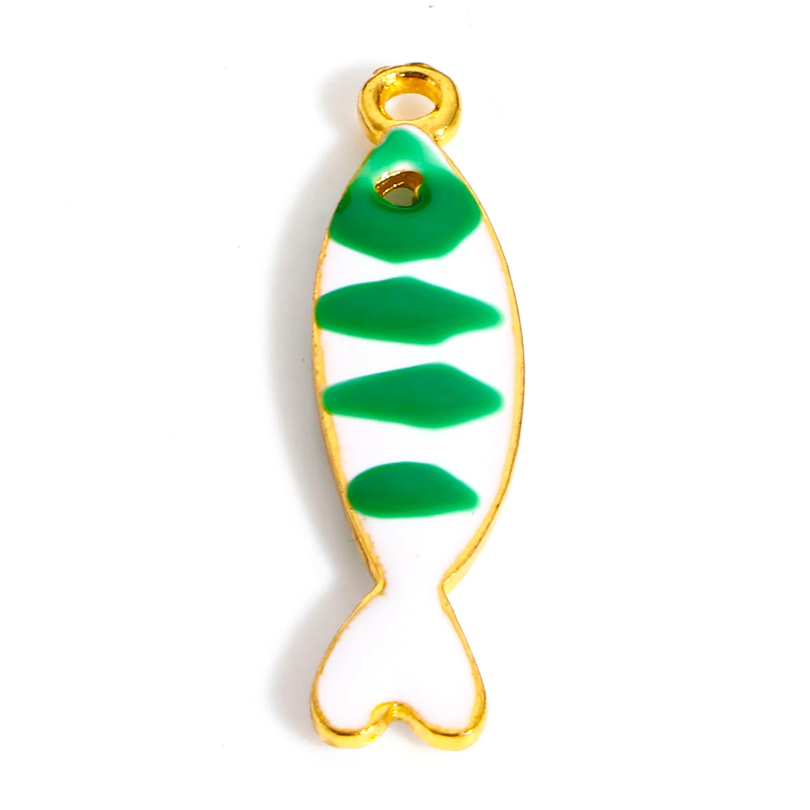 Legierung Fisch Charms doppelseitig emaillierte Pailletten Fische Anhänger für DIY Ohrringe Halskette Schmuck machen Ergebnisse 26x7mm, 5St – Detail 9