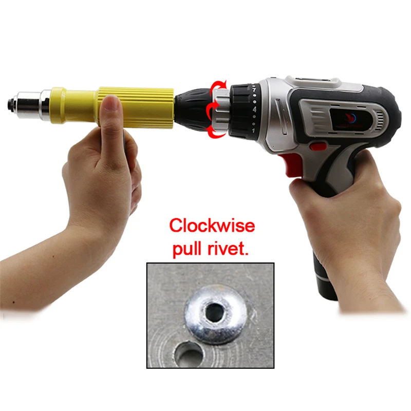 Rivet Gun Drill Adaptor Insert Riveting Adapter for Cordless Drill Riveter Gun with Handle Nail Gun Quick Back Nail Nut Riveter 6