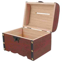 Retro Love Lock Money Bank Vintage Wooden Treasure Chest Kids Safe Jewelry Storage Size Heart Lock Piggy Bank Gifts 2