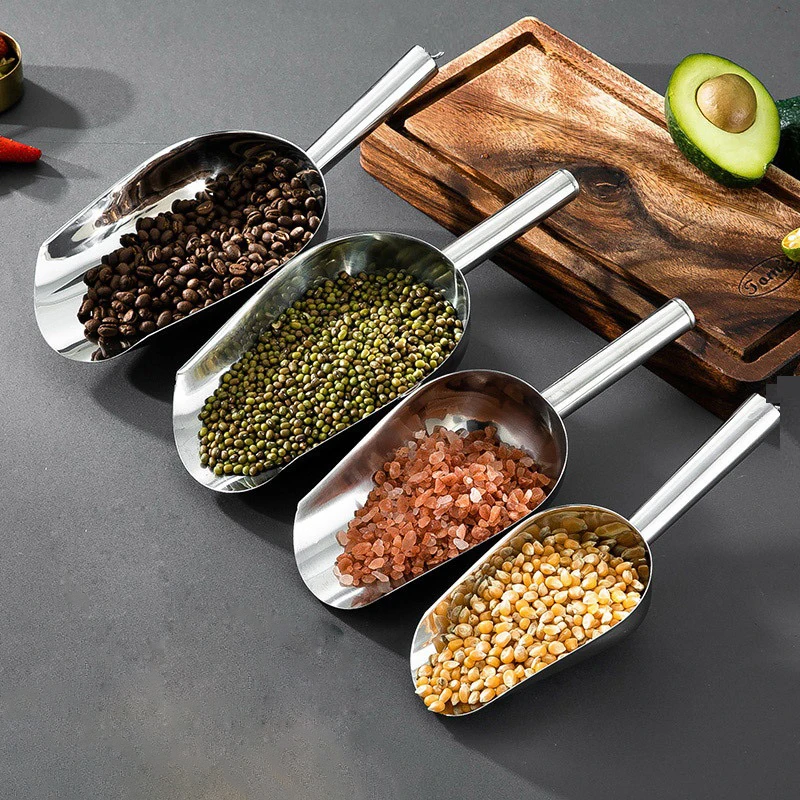 4-Size Ice Shovel Scoop Multifunctional Grain Coffee Beans Bar Cube Food Spoon Candy Flour Nut Scooper Kitchen Accessories kitchen scoop stainless steel scoop