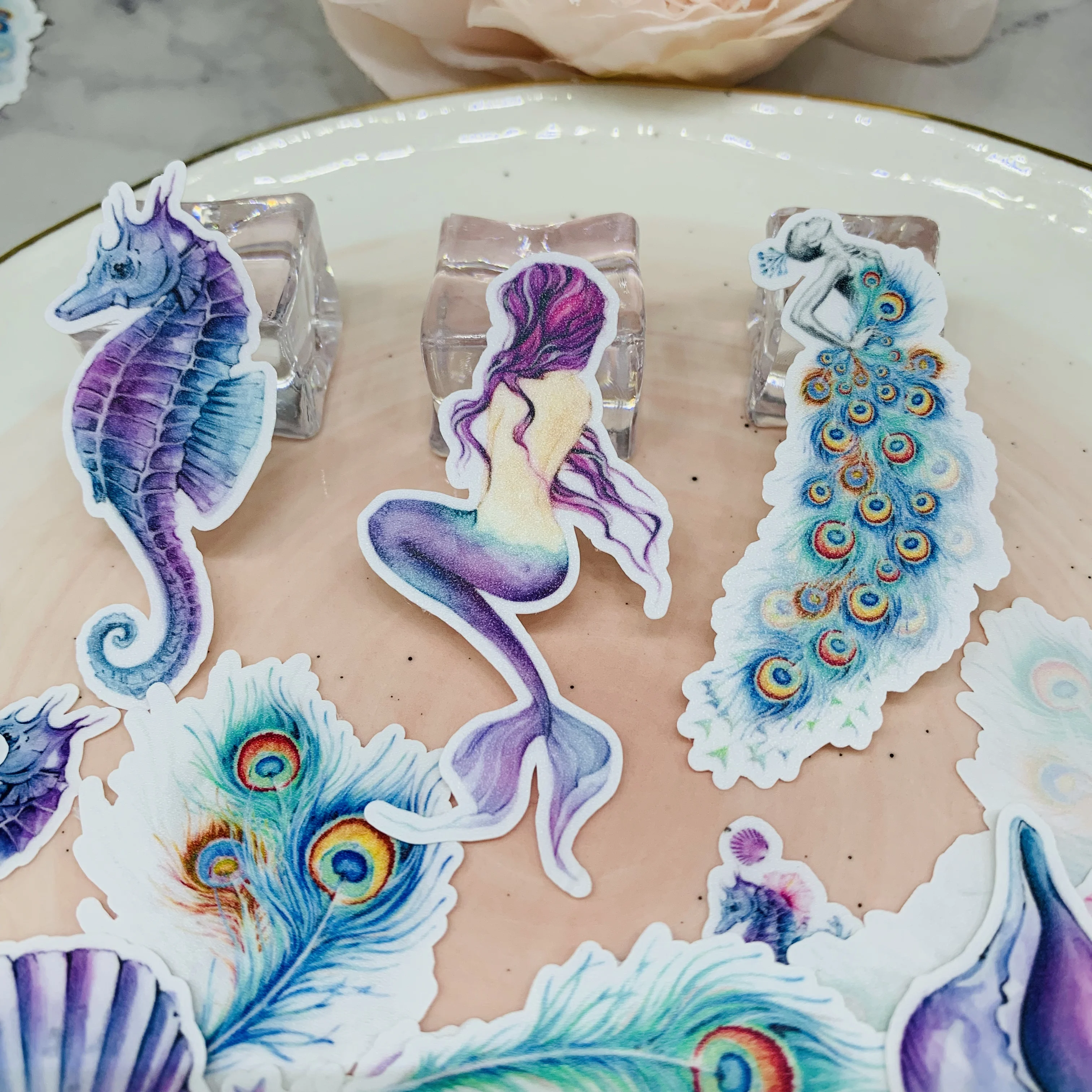 

21pcs Watercolor Mermaid Stickers, Cute Planner Decals, Kawaii Mermaid Sticker Pack for Journal, Notebook, Laptop DIY Decoration