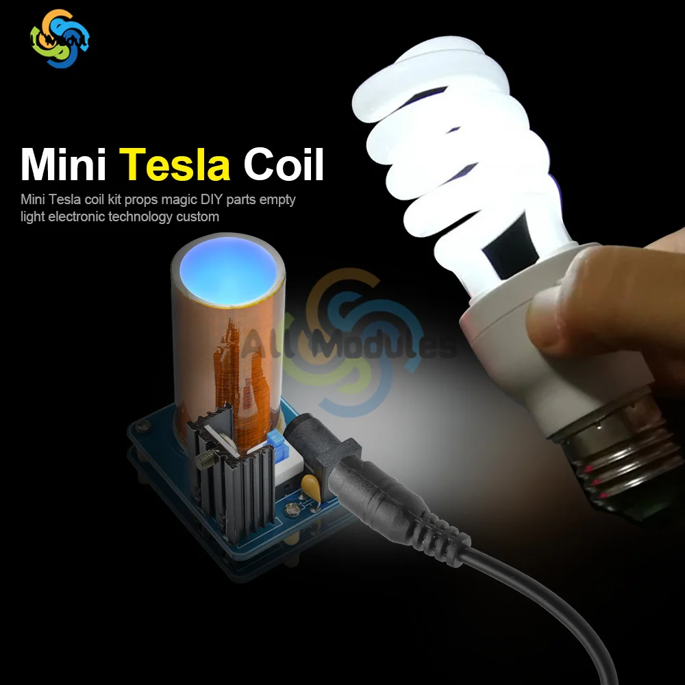 BD243 Mini Tesla Coil Kit Magic Props DIY Parts Empty Lights Technology Diy Electronics BD243C DIY